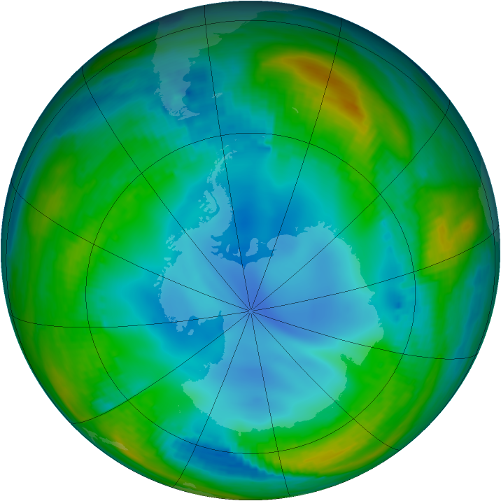 Antarctic ozone map for 20 July 1987